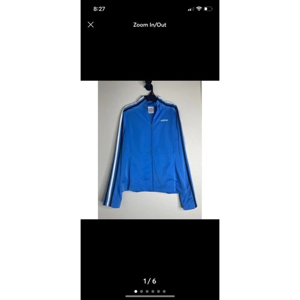 Adidas Women’s Track Jacket S – Y2K Retro Sporty 3 Stripe Blue Zip-Up Streetwear